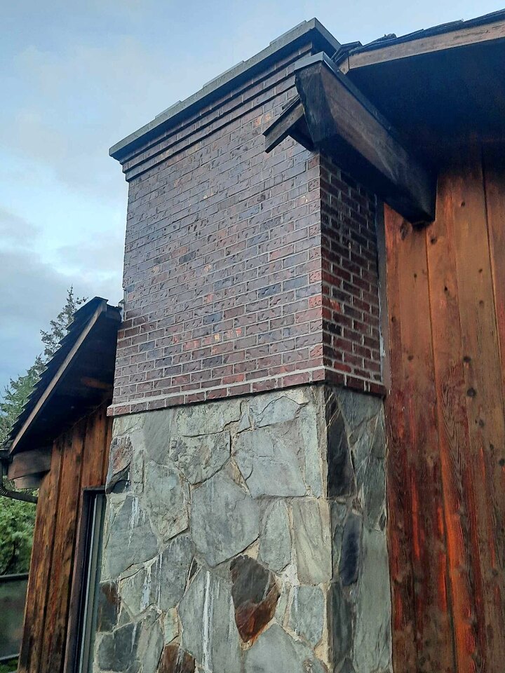 From Stone to Brick chimney rebuilt by Orca Masonry