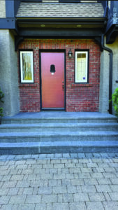 Premium grey granite steps with a smooth finish in Victoria, BC.